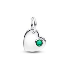 May Engravable Heart Green Stone Dangle Charm 794295c05