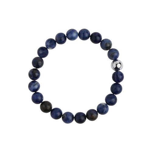 Apollo Men's 10mm Sodalite &amp; Steel Elasticised Stretch Bracelet B9072