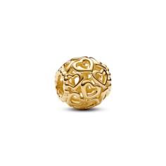 Openwork hearts 14k gold-plated charm 760964C00