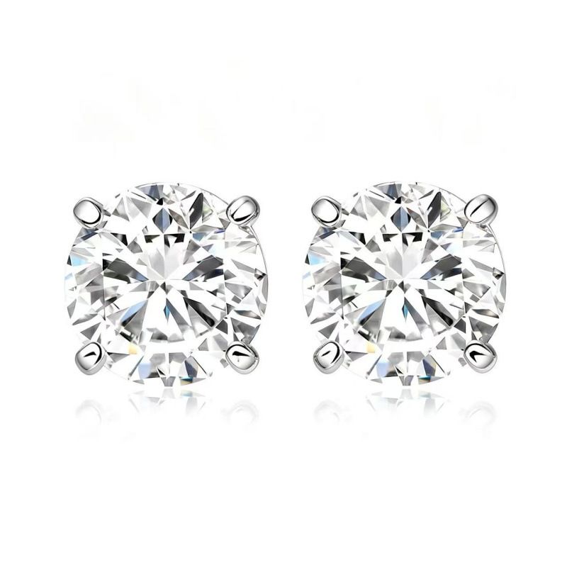 Sterling Silver 6mm Natural Crystal Stud Earrings