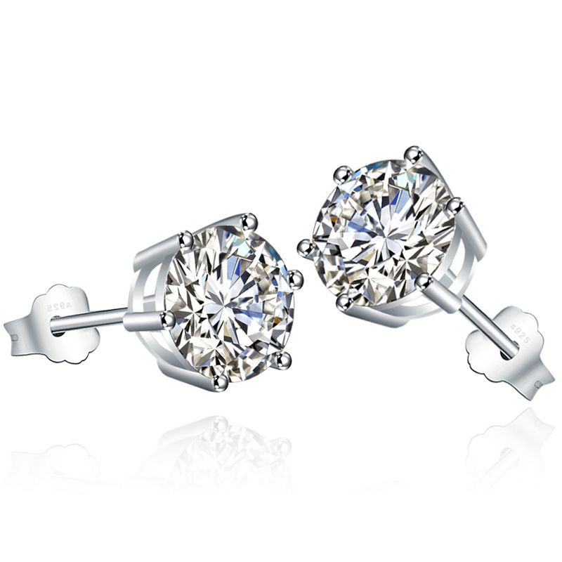 SS 6mm 6 Claw Round CZ Stud