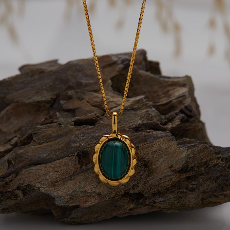 Sterling Silver Gold Plated Malachite Necklace