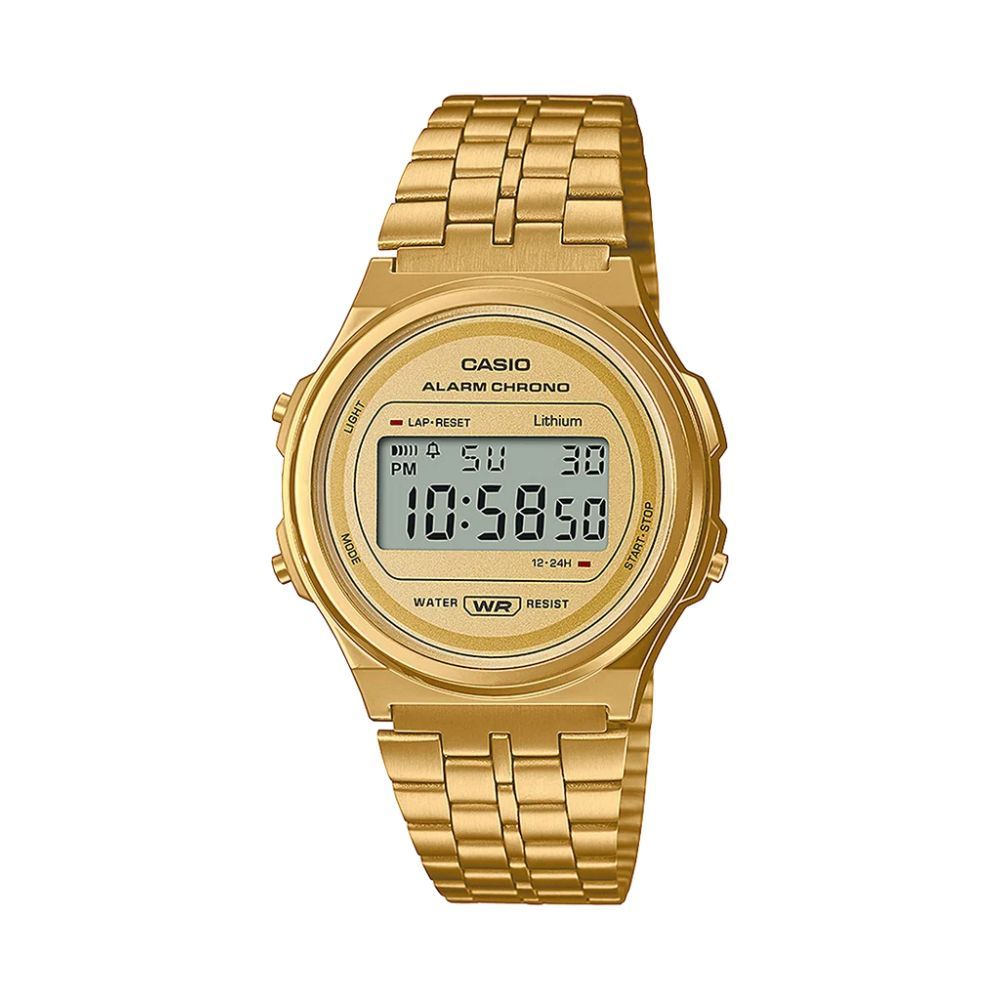 Casio Vintage Digital Round, Gold Tone S/Steel A171WEG-9A