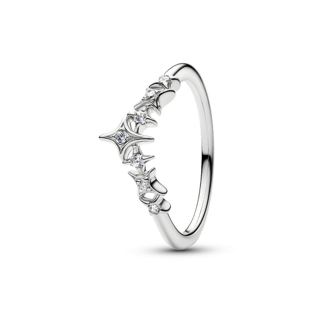 Tiara star platinum-plated ring with clear cubic z 134946C01-54
