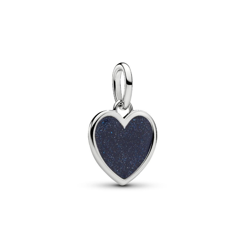 Engravable heart platinum-plated dangle with blue 735088C01