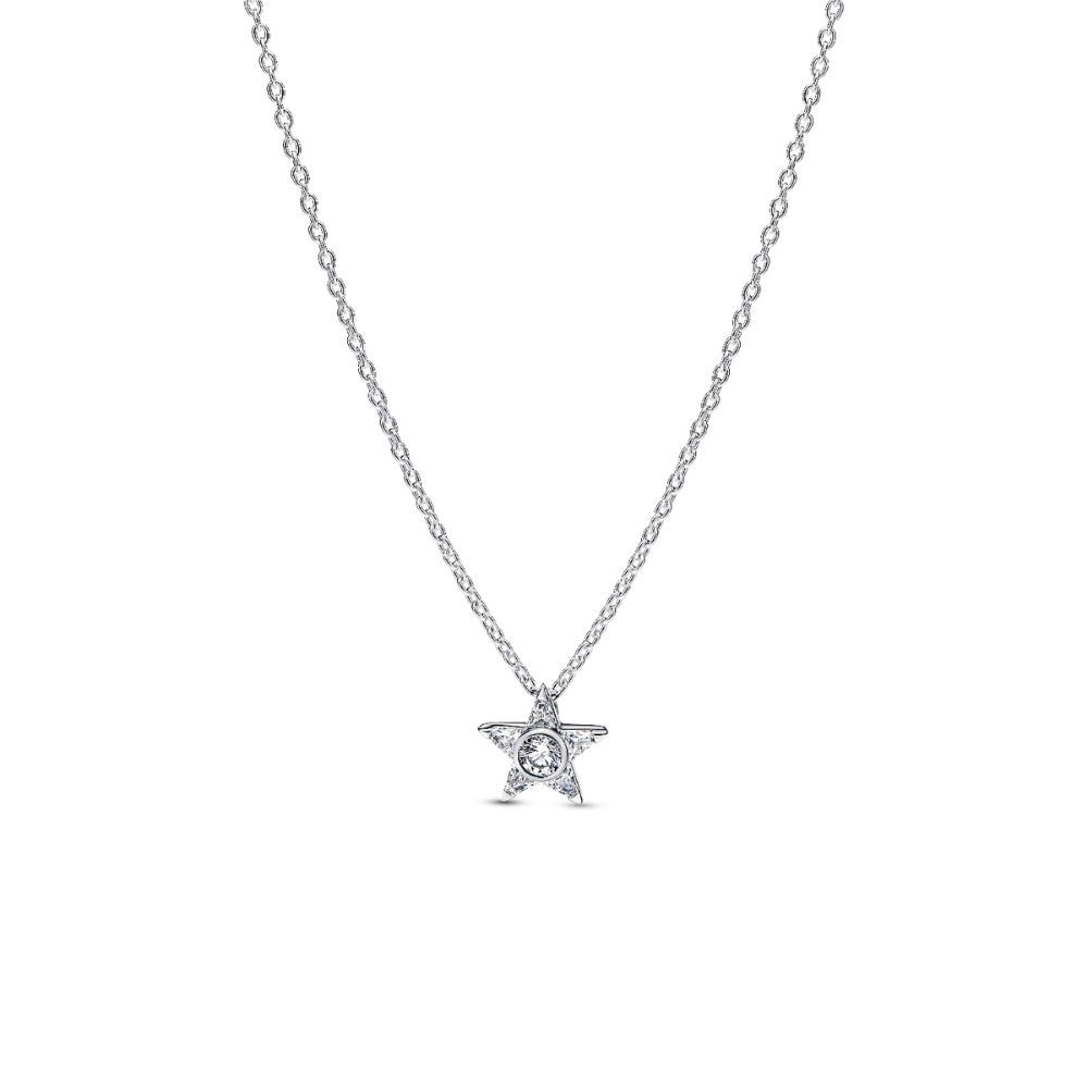 Star Sterling silver pendant necklace with clear c 395078C01-45