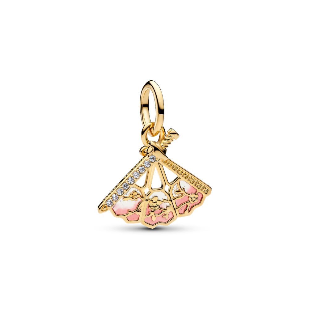 Disney Mulan fan 14k gold-plated dangle with clear 764954C01