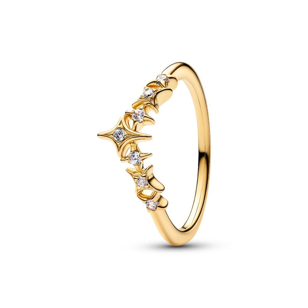 Tiara star 14k gold-plated ring with clear cubic z 164946C01-54