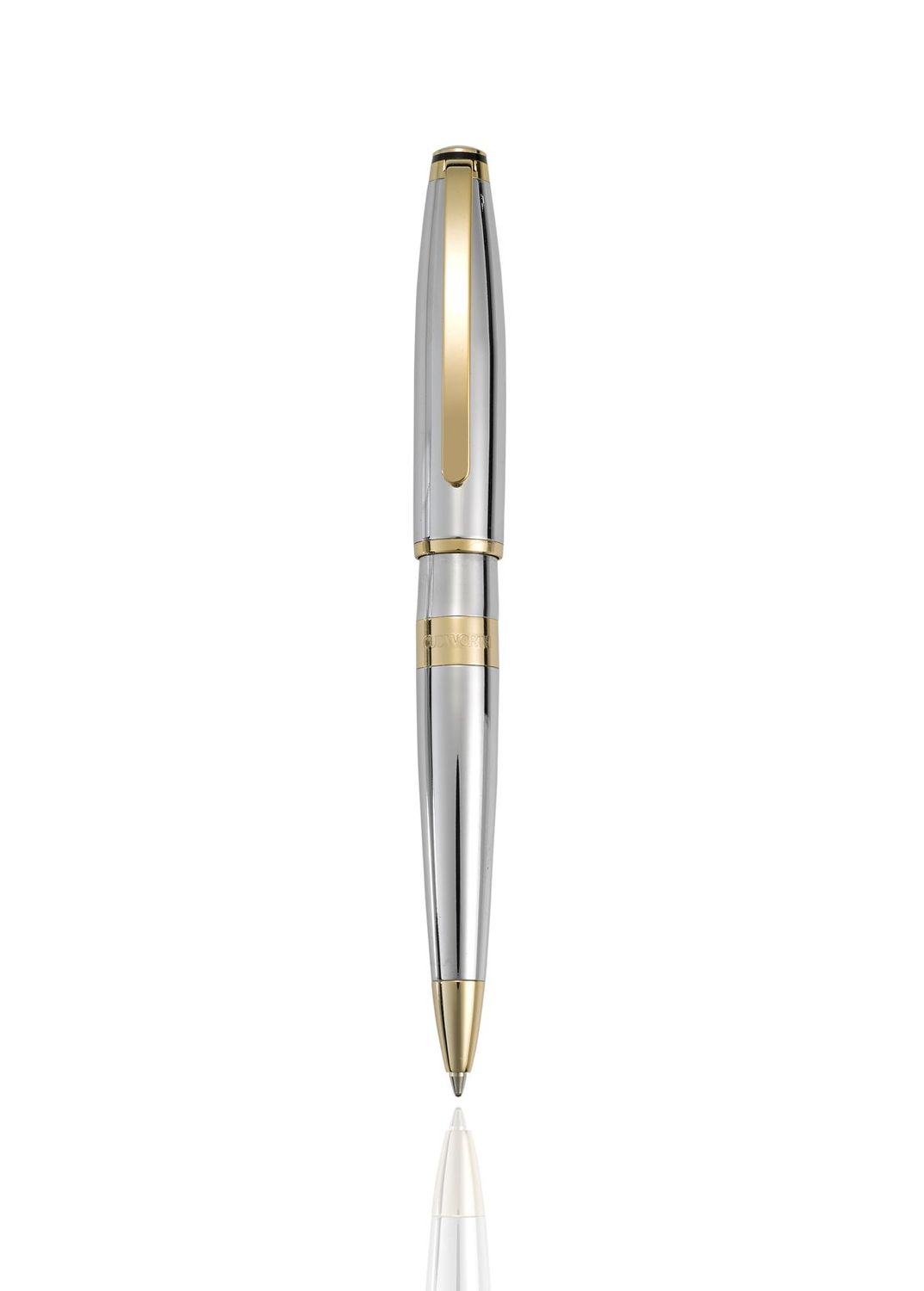 Chrome Luxe: Chrome Barrel &amp; Cap, Gold Plated Bands and Clip 800-07
