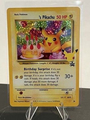 Pokémon Pikachu Birthday Surprise 24 Holo Card NEAR MINT-MINT