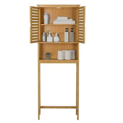 Bathroom Over‑Toilet Storage Cabinet – Light Brown Wood