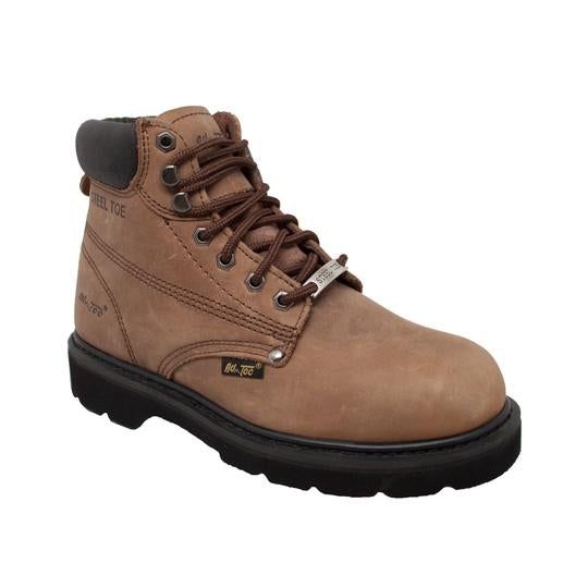 Men's 6" Brown Steel Toe Work Leather Boots