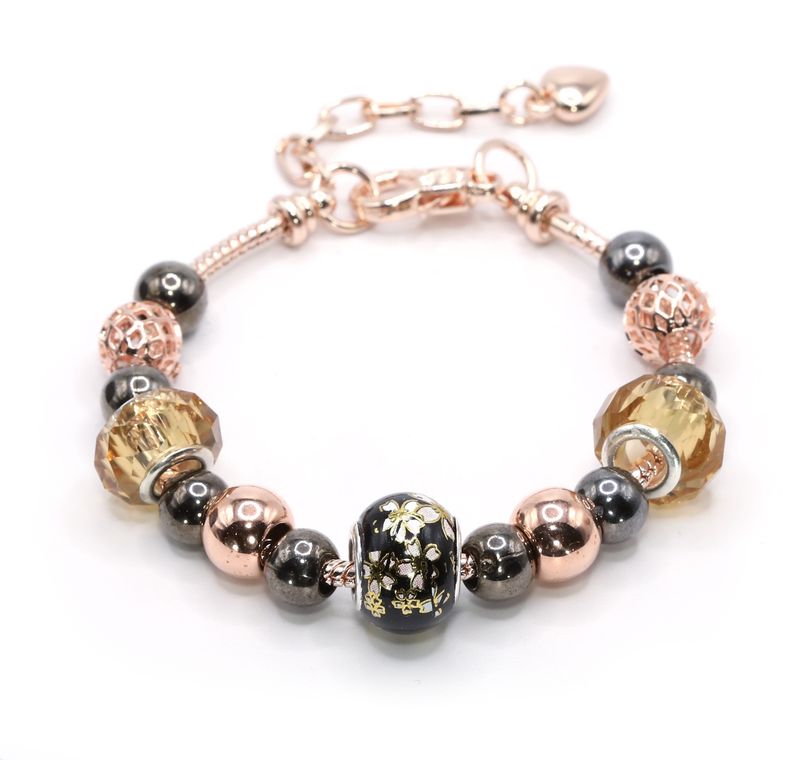 European Charm Bracelet - Blossoms at Night (#1063)