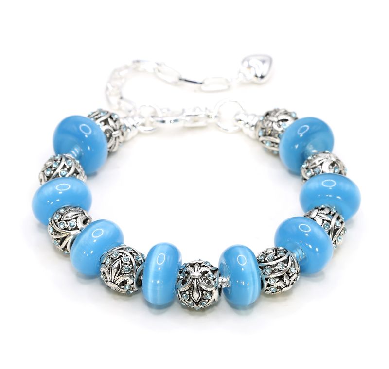 European Charm Bracelet - Caribean Blue (#1190)