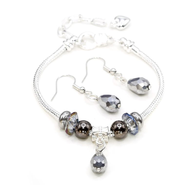 European Charm Bracelet - Twilight Twinkle with Bonus Earrings (#1189)