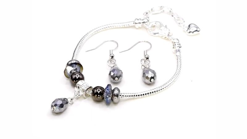 European Charm Bracelet - Twilight Twinkle with Bonus Earrings (#1189)