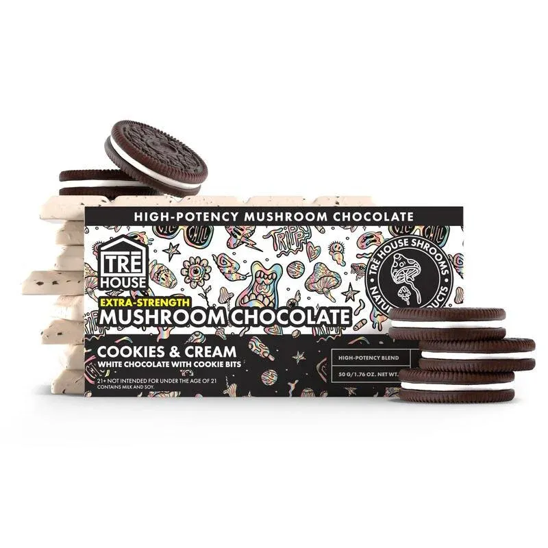 Mushroom Blend Chocolate Bar, Flavor: Cookies &amp; Cream