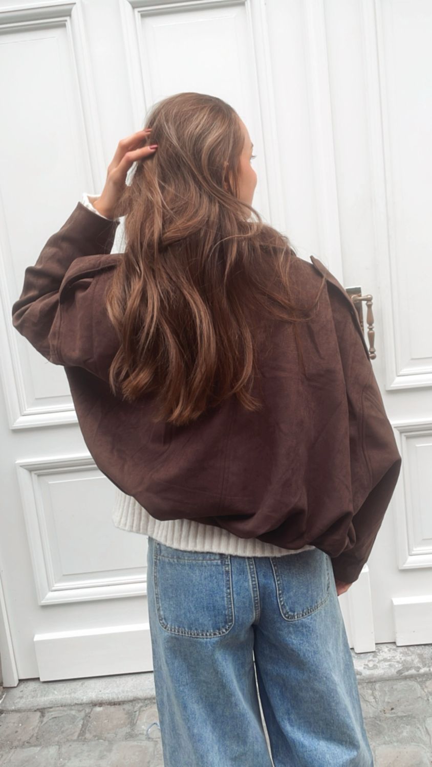 Suede bomber vest