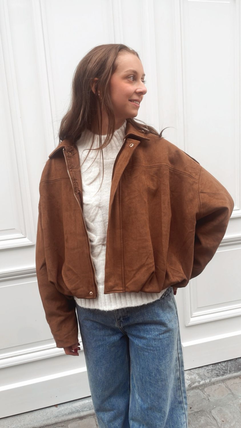 Suede bomber vest