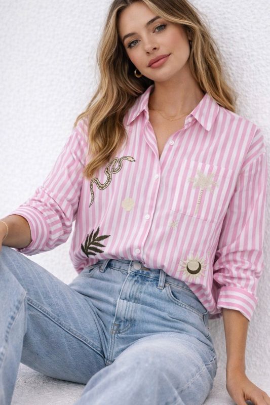 Striped patch shirt