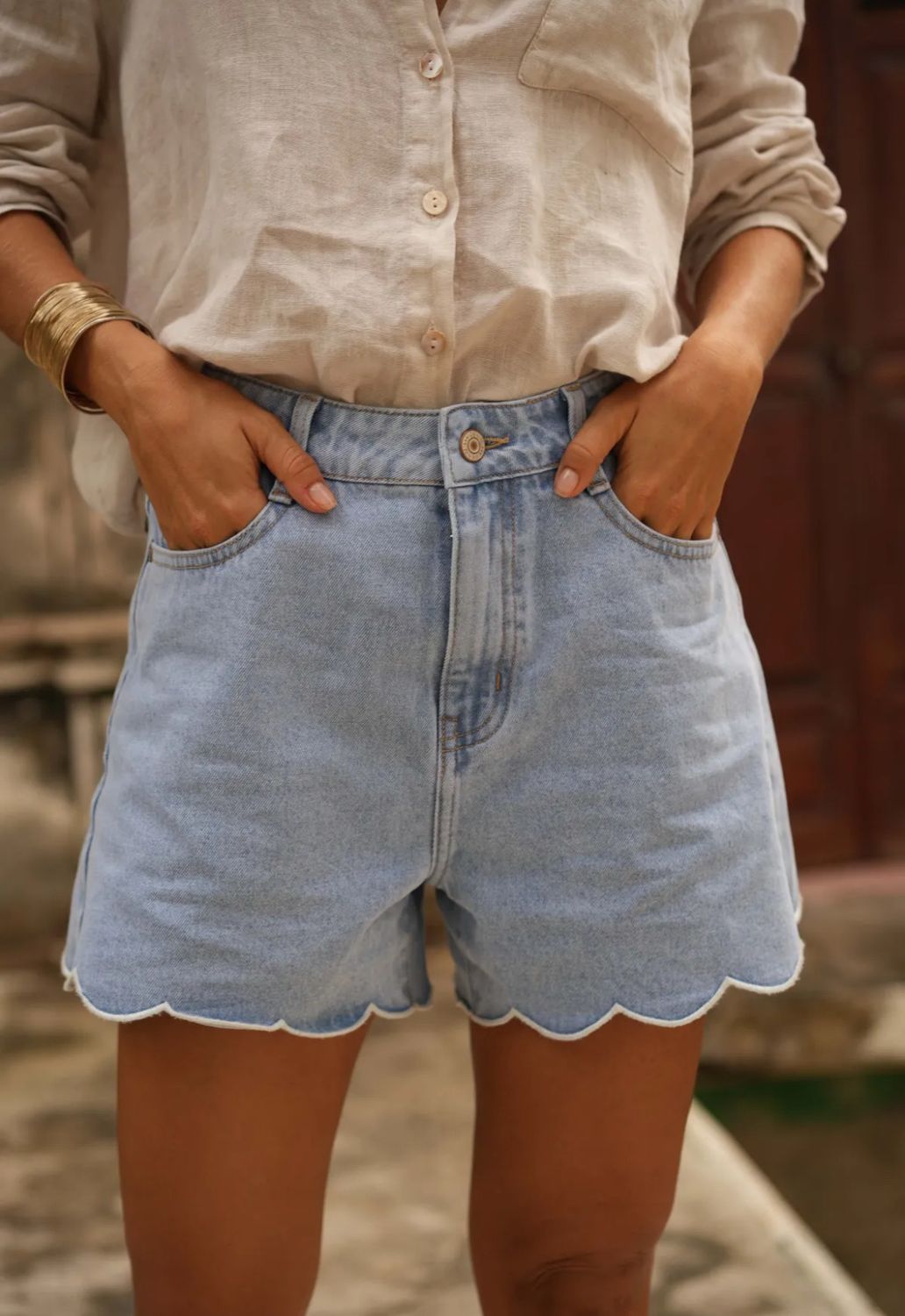 Fleur denim shorts