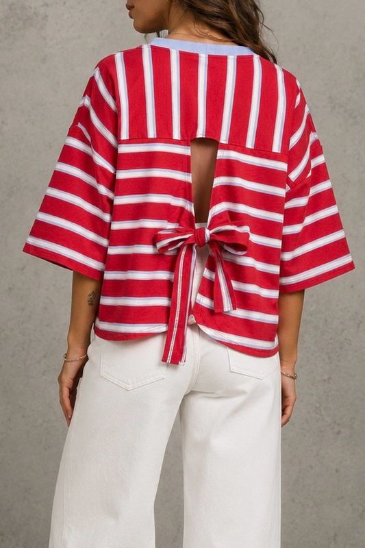 Striped bow tee