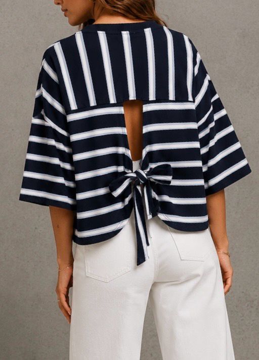 Striped bow tee