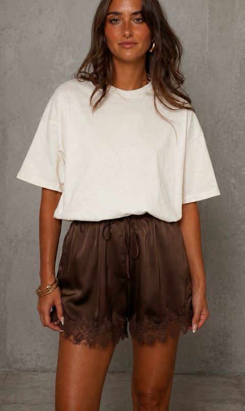 Satin shorts brown