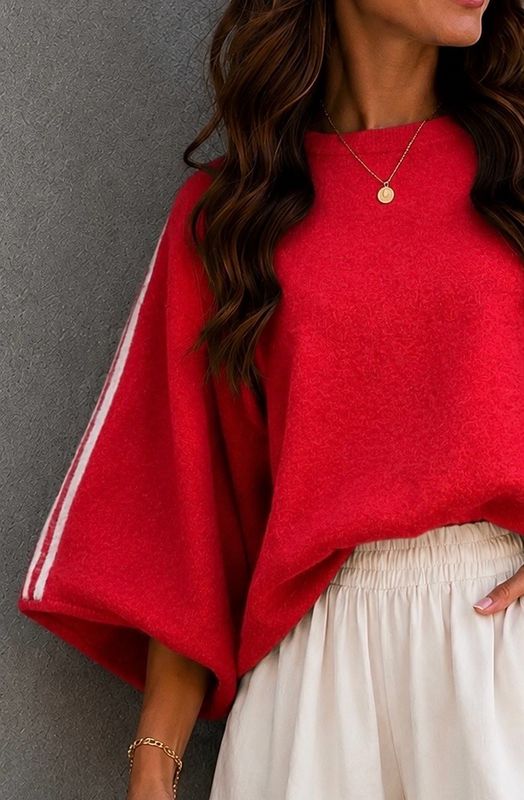 Soft striped knit red