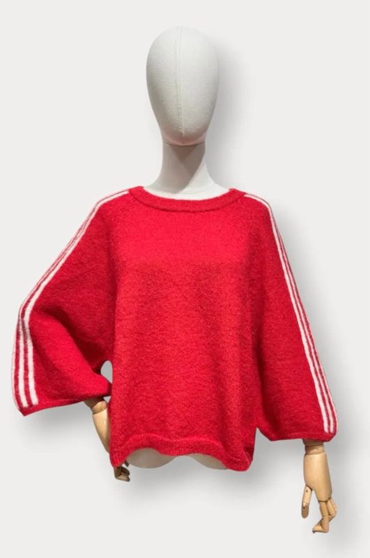 Soft striped knit red
