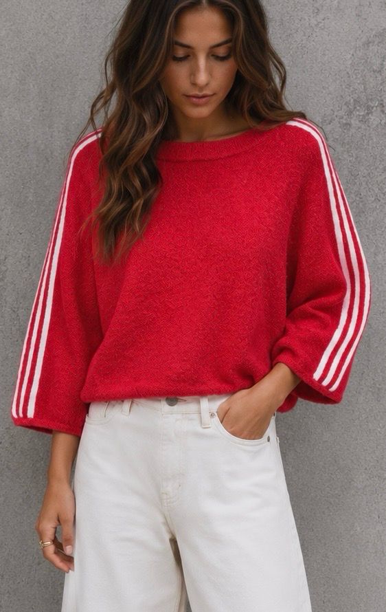 Soft striped knit red