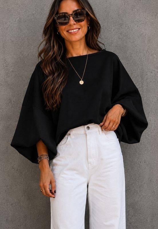 Balloon sweater zwart