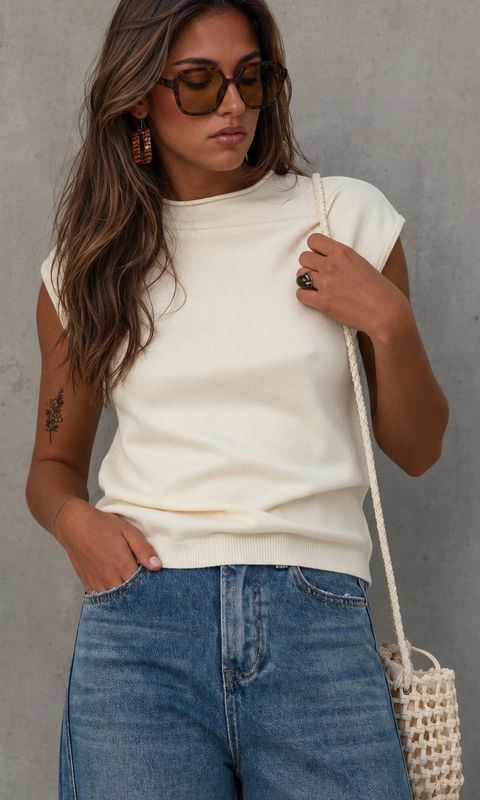 Soft highneck knit ecru
