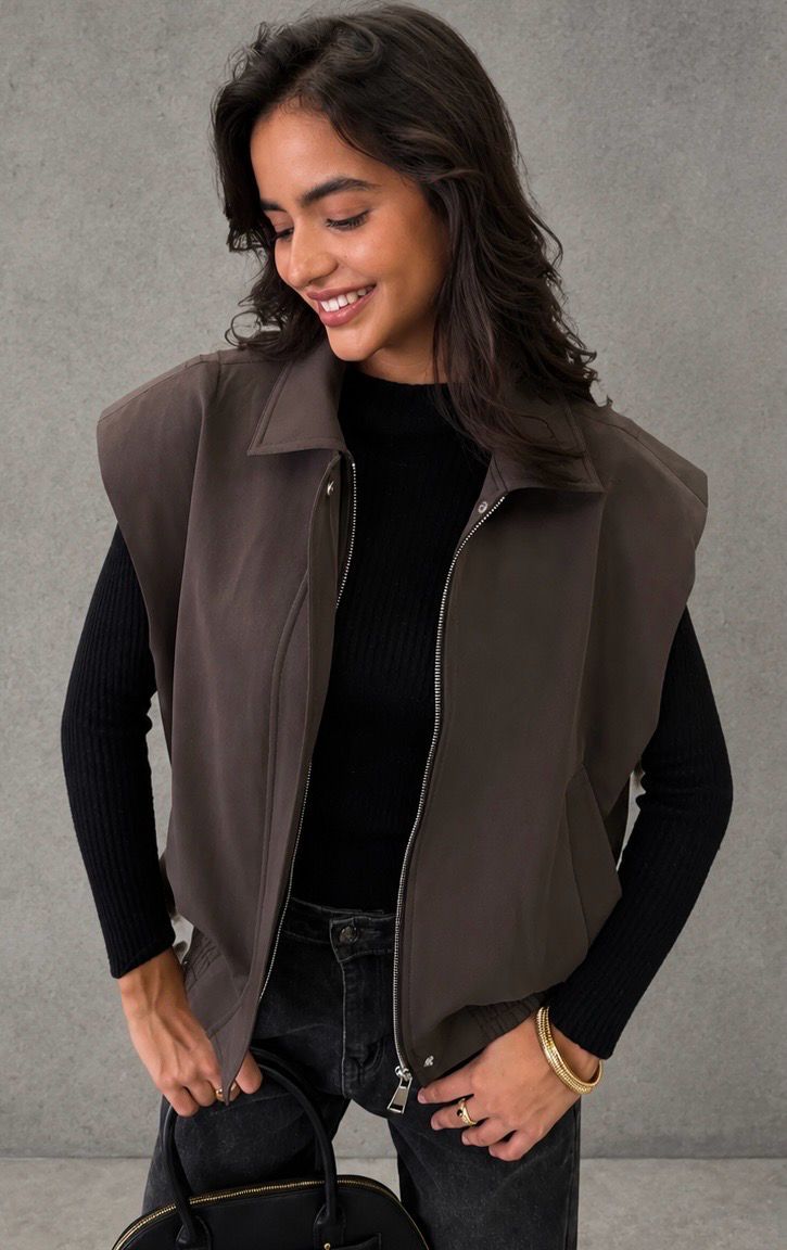 Soft bomber vest brown