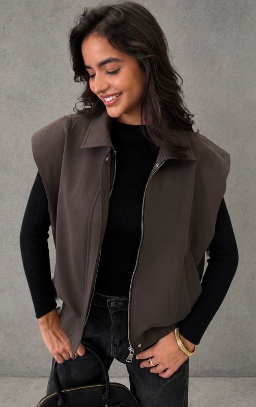 Soft bomber vest brown