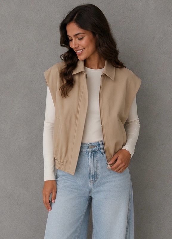 Soft bomber vest camel