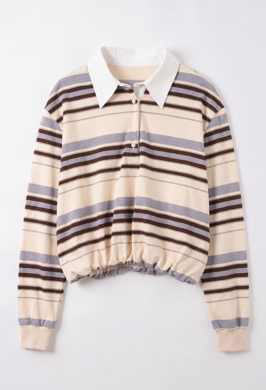 Striped polo knit ecru
