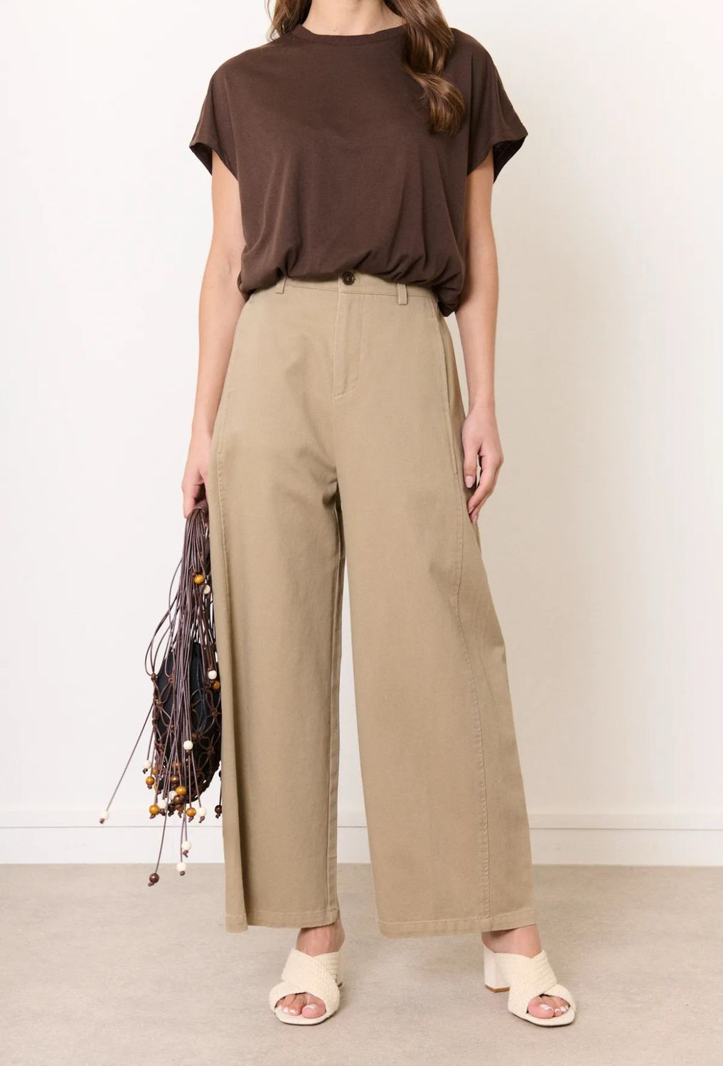 Wide leg pants camel