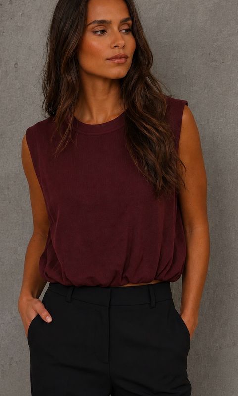 Puffed top burgundy