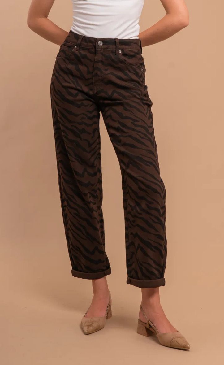 Zebra mom denim