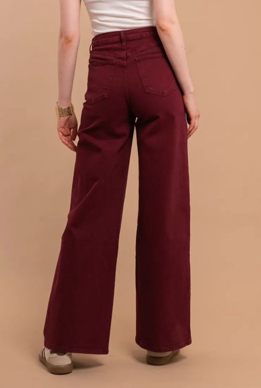 Wide leg denim burgundy