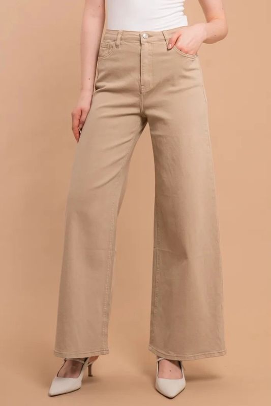 Wide leg denim beige