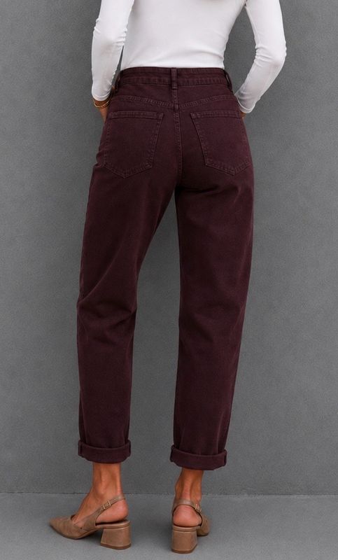 Mom denim burgundy