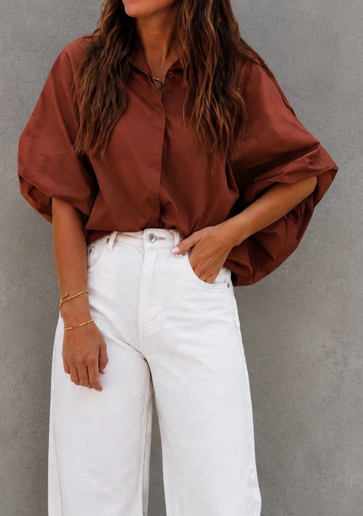 Loraine cotton shirt terracotta