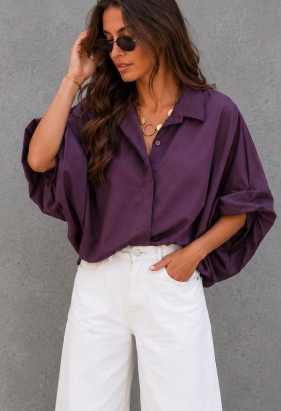 Loraine cotton shirt aubergine