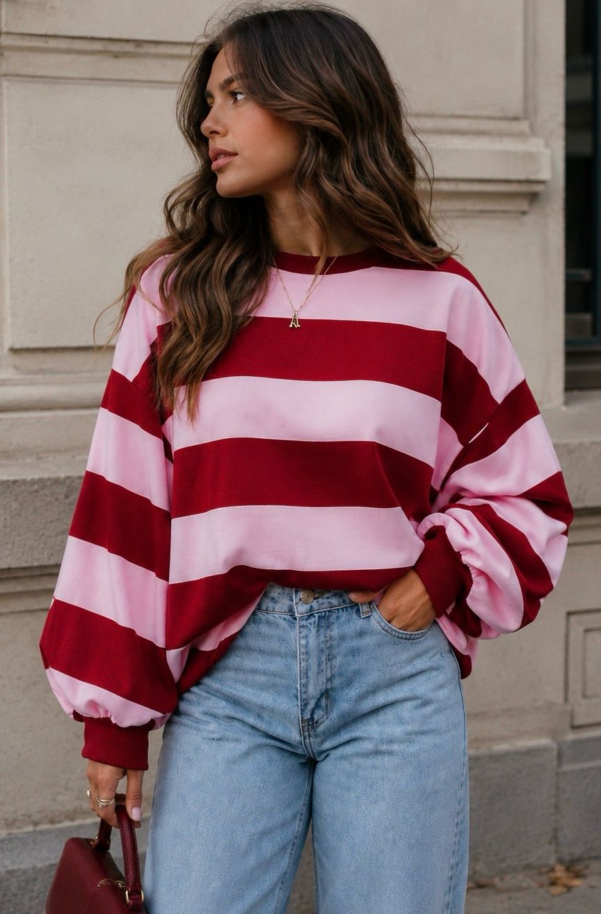 Striped longsleeve burgundy
