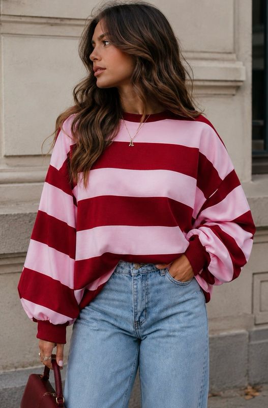 Striped longsleeve burgundy