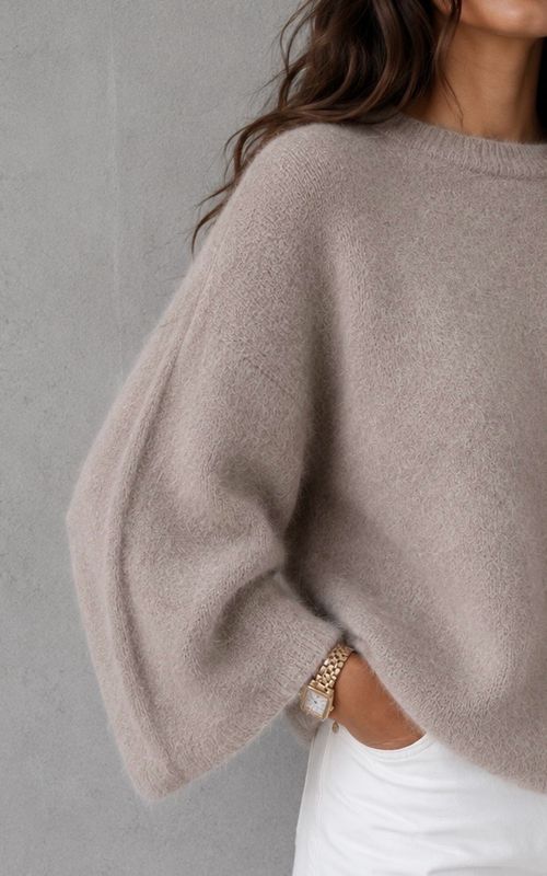 Soft angora knit taupe