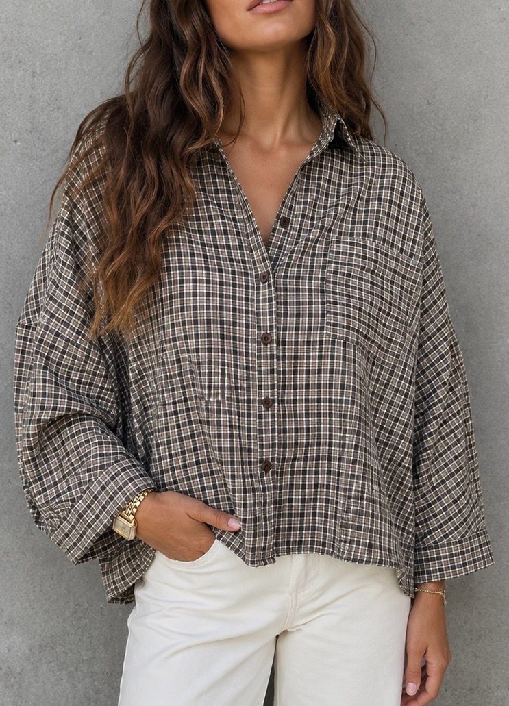 Checked shirt camel