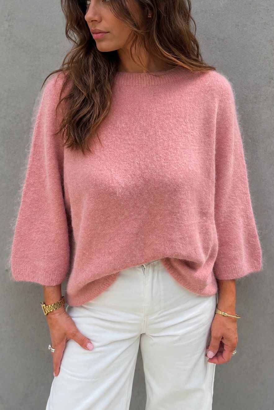 Soft angora knit dusty pink